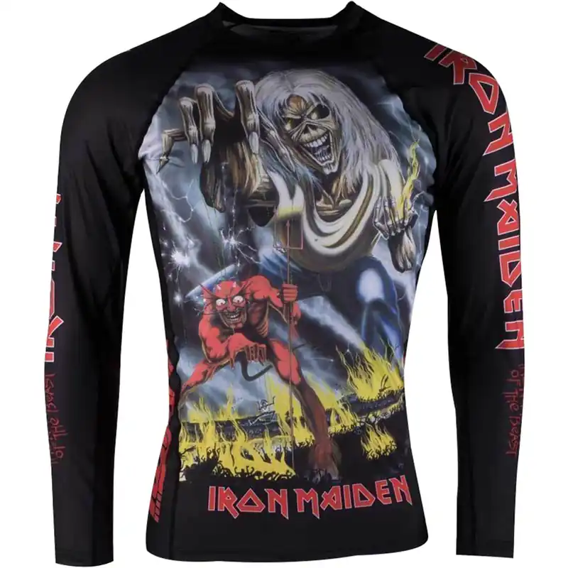 Laatste Versie Tatami Fightwear Iron Maiden Number of the Beast Lange Mouw BJJ Rashguard XS