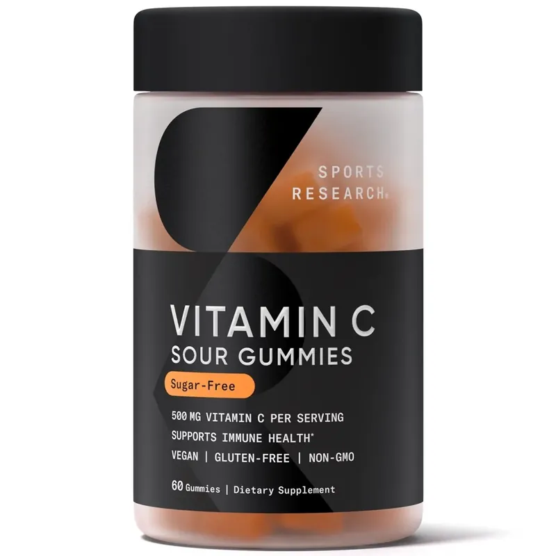 Sports Research Vitamine C Gummies met antioxidanten, veganistisch en GMO-vrij - Sinaasappel - 60 Gummies Snelle Levering