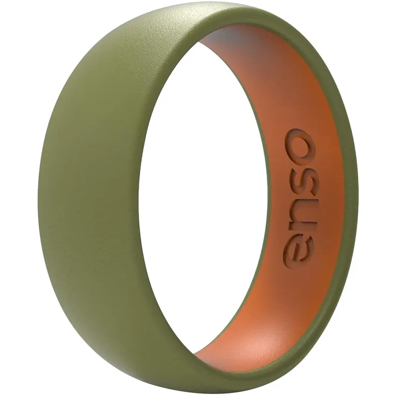 Enso Rings Dualtone Series Siliconen Ring - Olijf/Gebrand Oranje Direct Beschikbaar