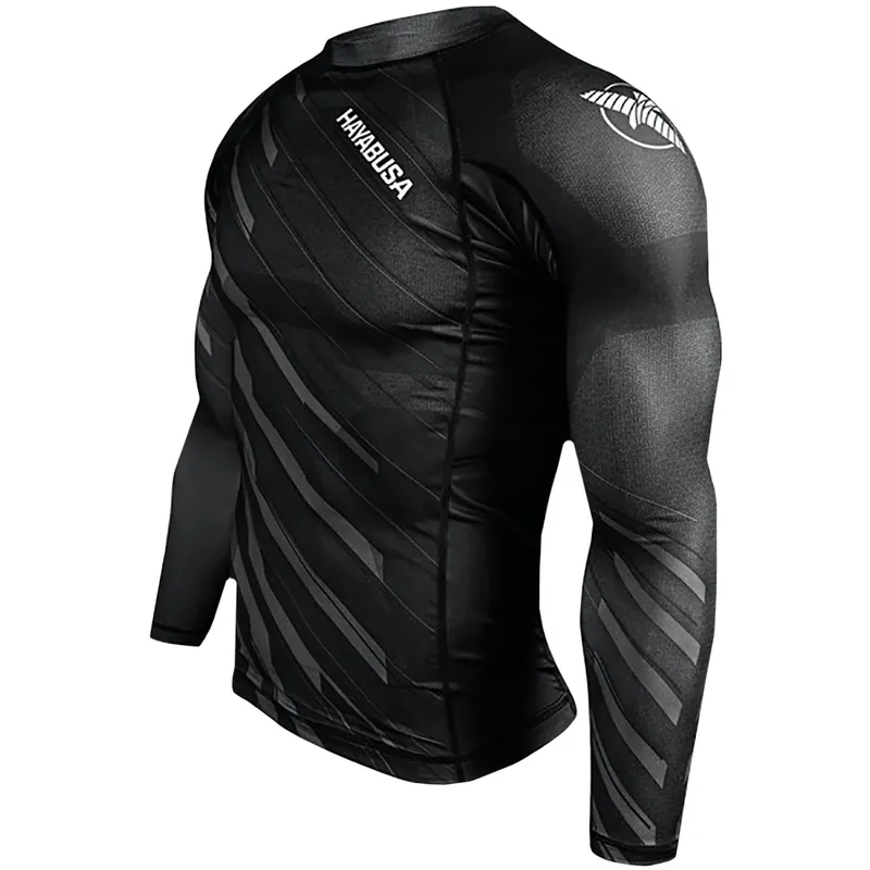 Snelle Levering Hayabusa Metaru Charged Long Sleeve MMA Rashguard - XXS - Zwart/Grijs