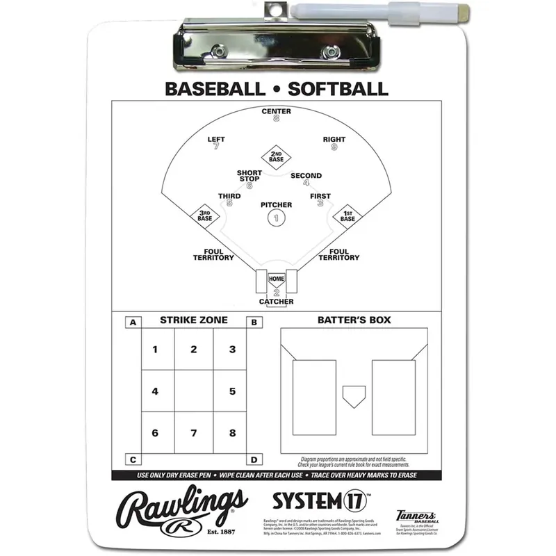 Rawlings System-17 Droog Uitwisbaar Honkbal/Softbal Coach Klembord Veilige Betaling