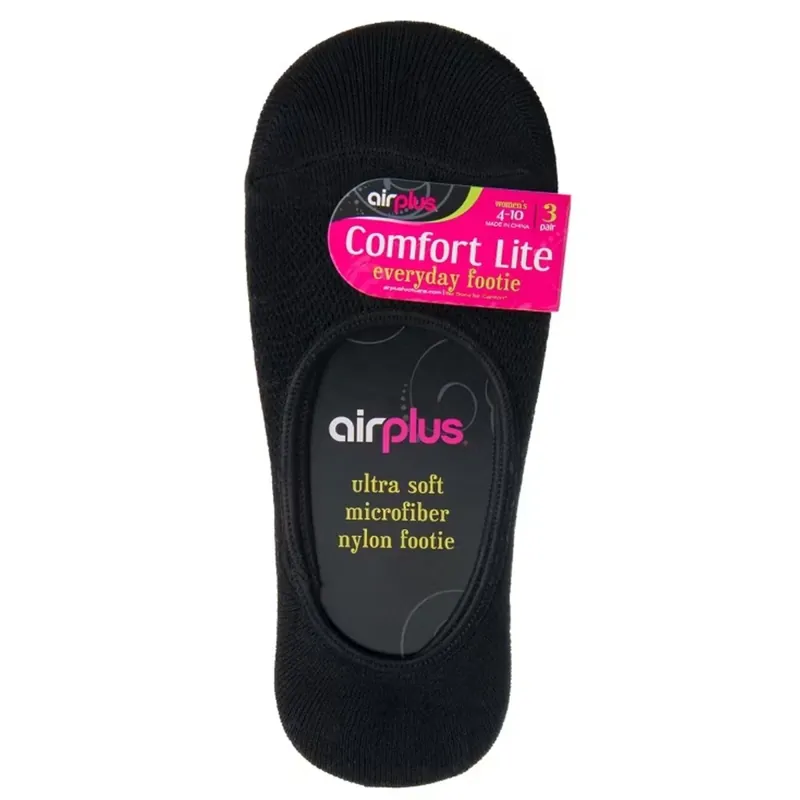 Airplus Ultra Soft, lichtgewicht onzichtbare sokken, zwart, medium, 3 paar Direct Verzonden