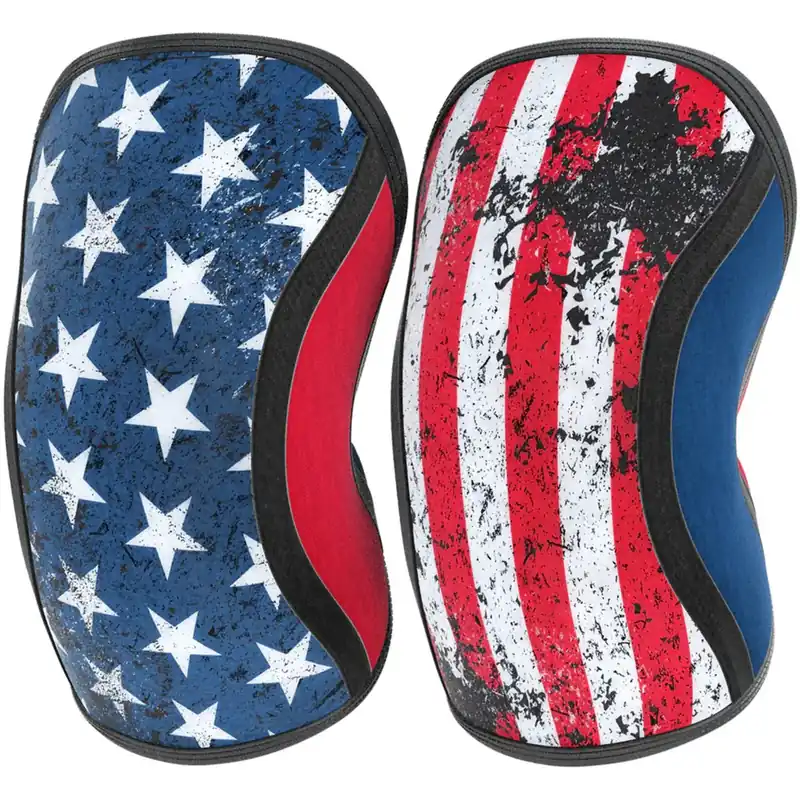 Nu Kopen RockTape Assassins Compressie Kniebanden - Old Glory 5mm - Klein