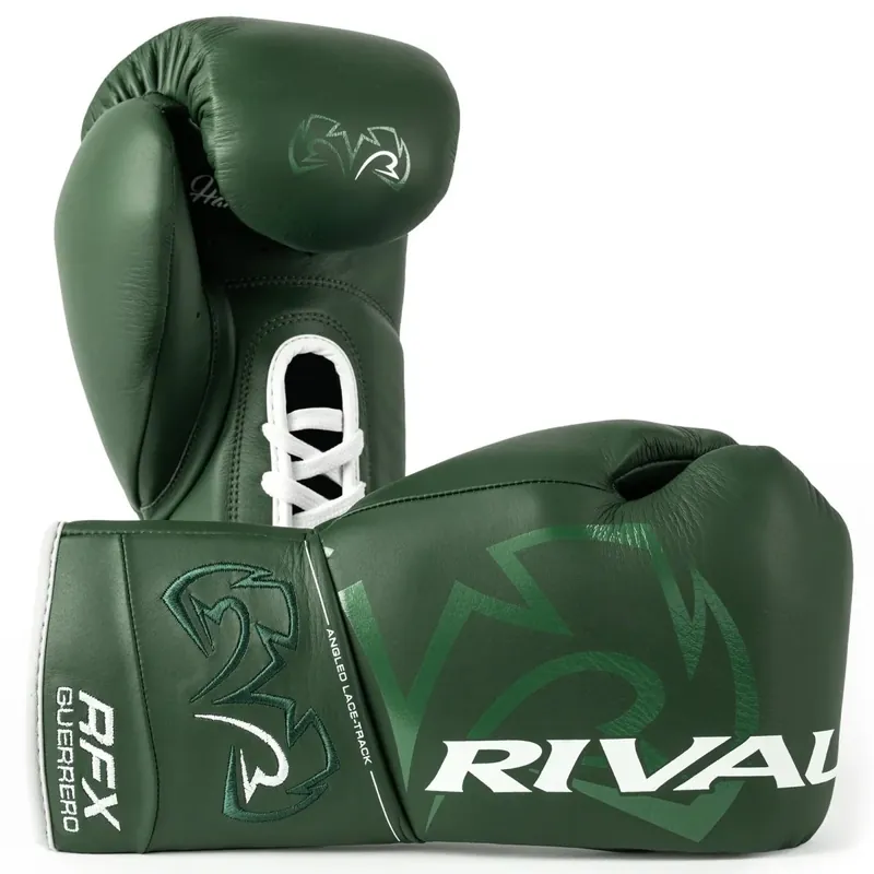 Korting RIVAL Boxing RFX-Guerrero HDEF Pro Fight bokshandschoenen met vetersluiting, groen 10 oz.