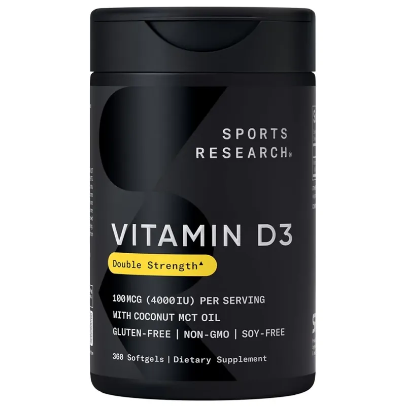 Sports Research Vitamine D3 met kokosnoot MCT-olie, 4000 IE, 360 softgels Premium