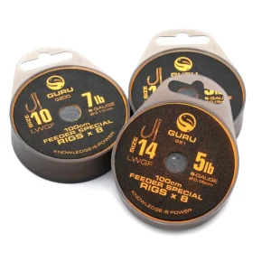 Actieprijs Guru LWGF Ready Rig Barbed Feeder Onderlijnen 1m (8pcs) 0.11mm (Haakmaat 20)
