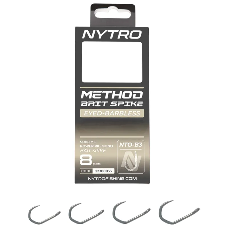 Gereduceerde Prijs Nytro NTO-B3 Barbless Method Bait Spike Ready Tied Rigs 10cm (8 Stuks) 10/0.25mm/12lb