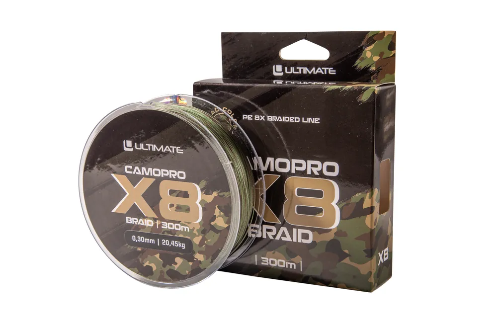 Hete Deal Ultimate Camopro X8 Braid Gevlochten Karperlijn (300m) 0.20mm/13.56kg