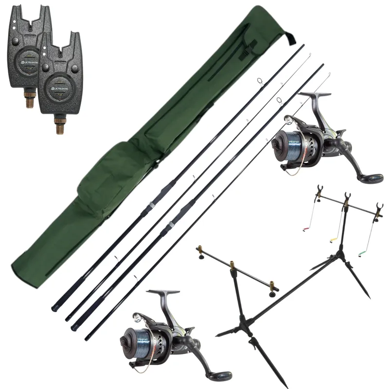 Lage Kosten Ultimate Session Carp Set met hengels, molens, beetmelders, rod pod én foudraal!