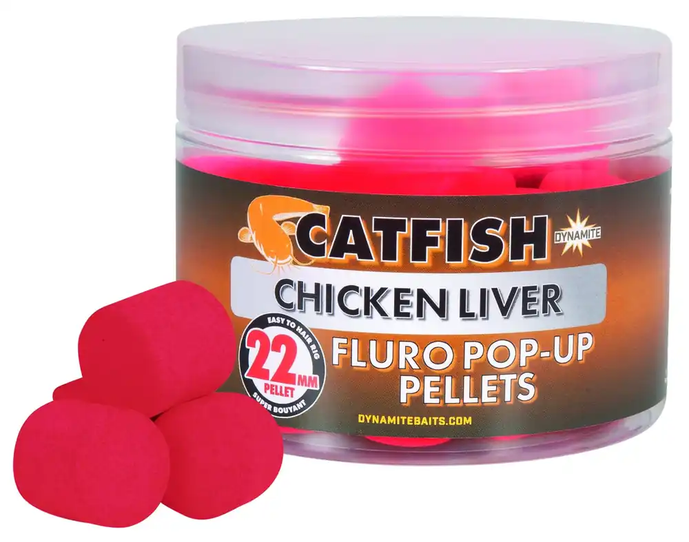 Dynamite Baits Catfish Chicken Liver Fluro Pop-Up Meerval Aas 22mm Laatste Versie