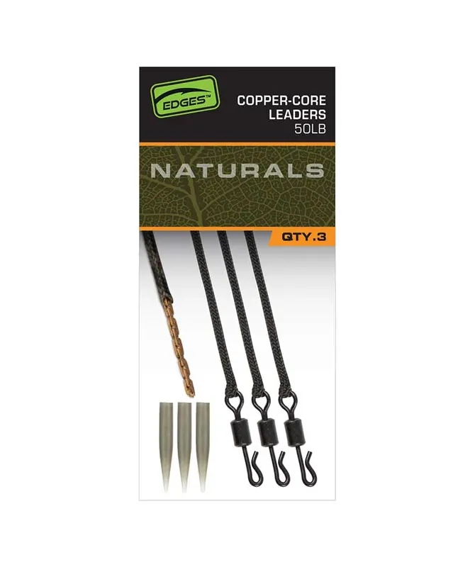 Fox Edges Naturals Copper-Core Leaders 50lb (22.7kg) (3pcs) Voordeelprijs
