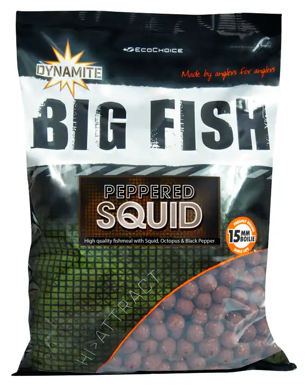 Weekendaanbieding Dynamite Baits Peppered Squid Boilies (1kg) 12mm