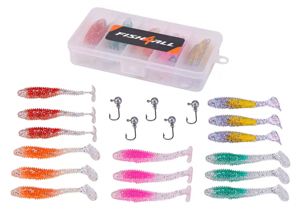 Fish4all Ghosty Softbait & Jighead Ultra Light Box (20pcs) Hete Deal