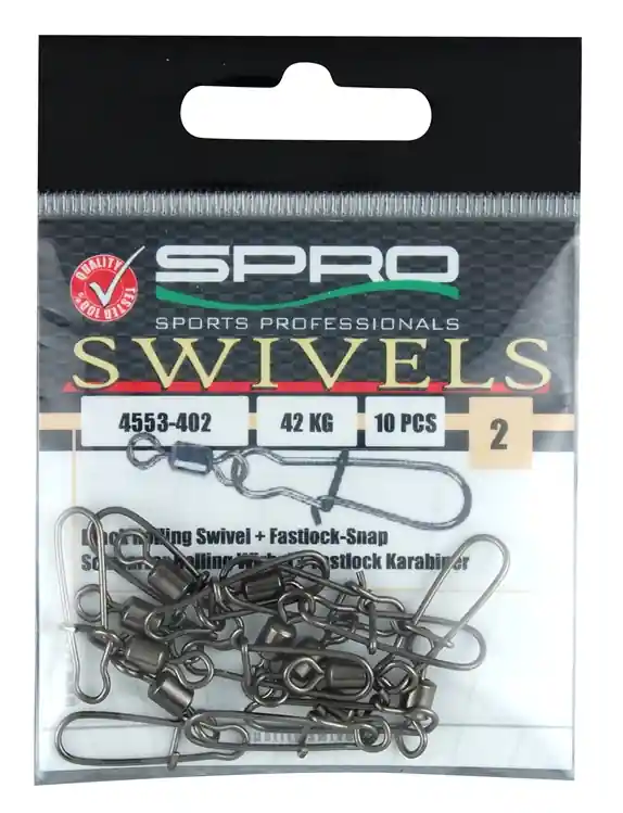 Snelle Levering Spro Rolling Wartel met Fast Lock Snap (10 Stuks) Maat 002 (42kg) (10stuks)