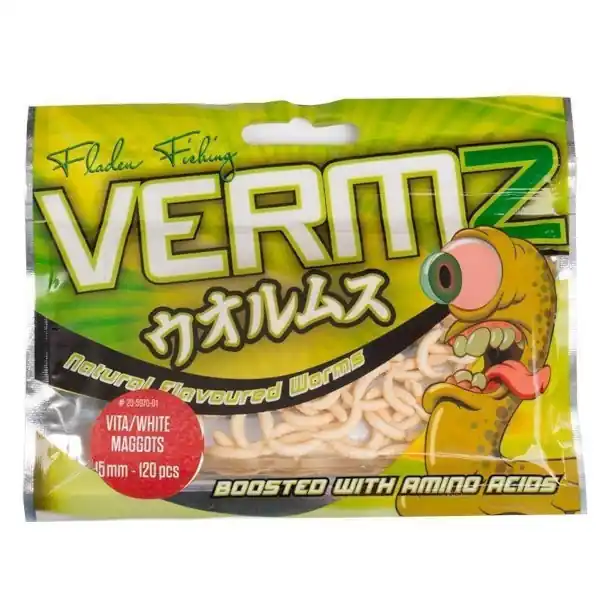 Dagaanbieding Fladen Vermz Maggots 1,5cm (120 stuks) Natural Red