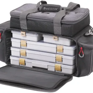 Dagaanbieding Westin W4 P&T Master Bag Large Titanium Black Forel Tas (Incl. 5 Tackleboxen)