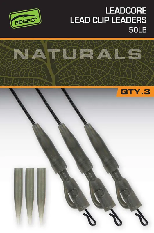 Weekendaanbieding Fox Naturals Leadcore PG Lead Clip Leaders 75cm (50lb) (3 stuks)