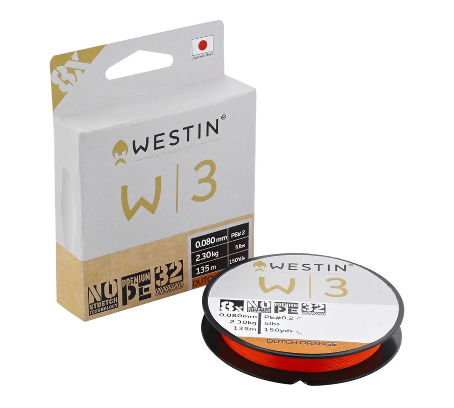 Westin W3 8-Braid Dutch Orange Gevlochten Lijn (135m) 0.26mm / 16.5kg / PE 2.5 Seizoensaanbieding