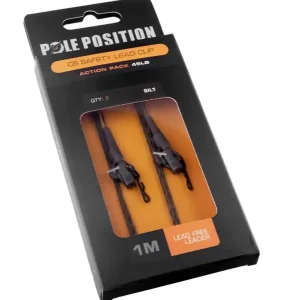 Pole Position Leadclip Set + Leader 100cm (45lb) (2pcs) Silt Premium