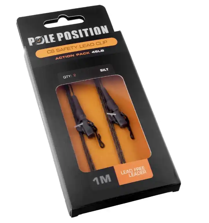 Pole Position Leadclip Set + Leader 100cm (45lb) (2pcs) Silt Premium