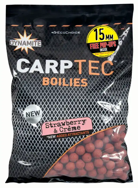 Dynamite Baits Carptec Strawberry & Crème Boilies (1.8kg) 15mm Premium