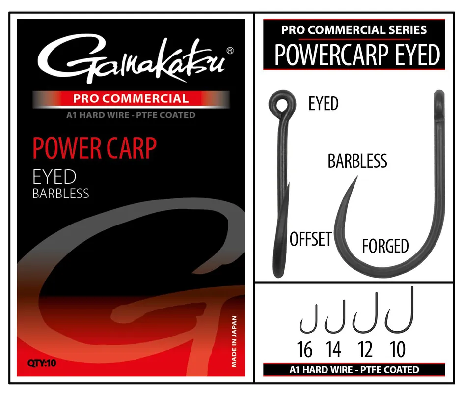Voordeelprijs Gamakatsu Pro-C Powercarp Eyed A1 PTFE BL Witvis Haak (10 stuks) 10