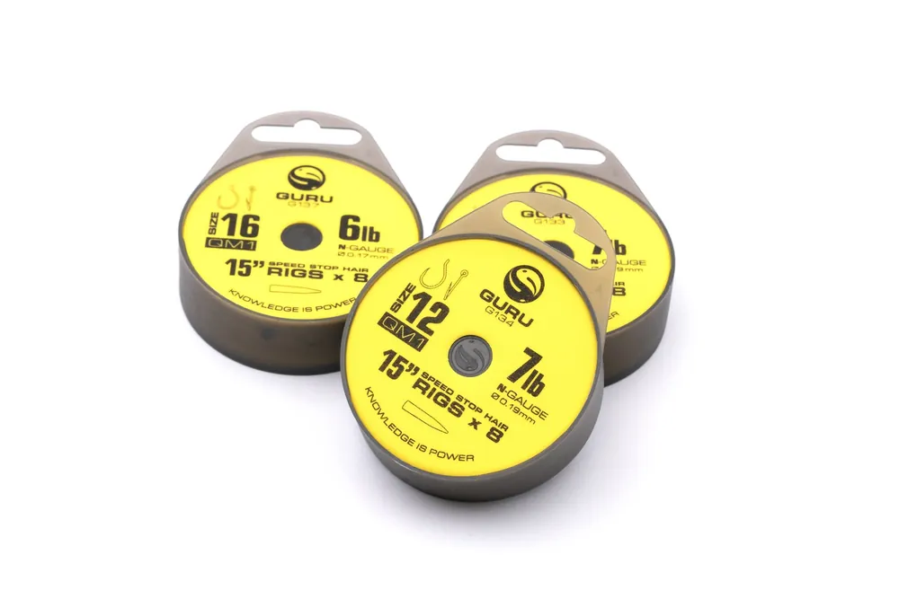 Guru QM1 Spoeltje Met Speedstop Ready Rigs 38cm (8pcs) Haakmaat 16 0.17mm (7lb) Exclusieve Aanbieding