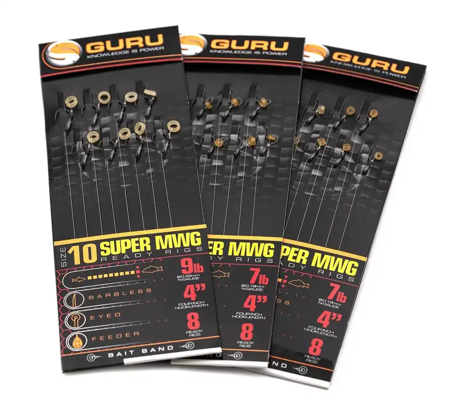 Fabrieksprijs Guru SMWG Bait Bands Ready Rig 10cm (8pcs) Haakmaat 14 0.19mm 9lb