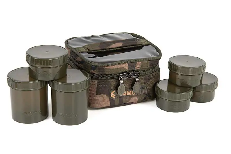 Uitverkoop Fox Camolite 6 Pot Hookbait Case (Incl. 6 Potjes)