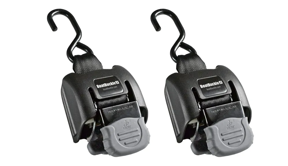 Direct Beschikbaar Boatbuckle SS Retractable Transom Tie-Down Boot Spanbanden (2 Stuks)