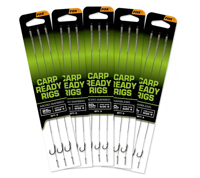 Actieprijs Fox Carp Ready Rigs Wide Gape Weerhaakloos 20cm (3 stuks) Haakmaat 8 (20lb)