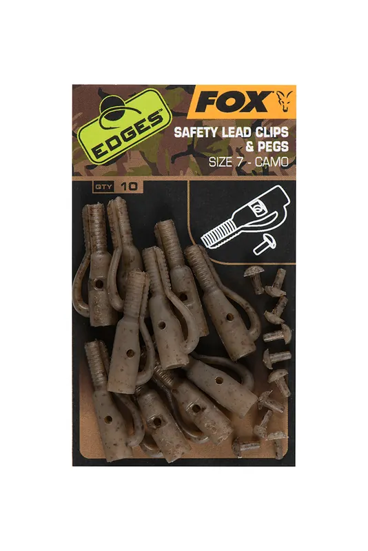 Direct Verzonden Fox Edges Camo Lead Clip + Pegs Maat 7 (10 stuks)