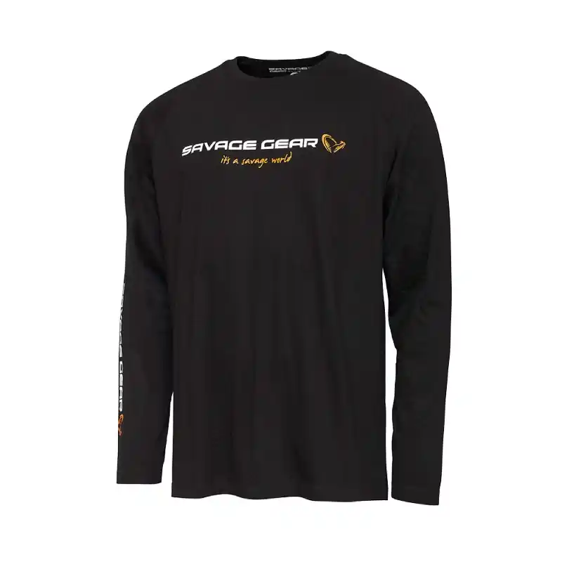Savage Gear Signature Logo Long Sleeve T-Shirt Black Caviar L Nieuw