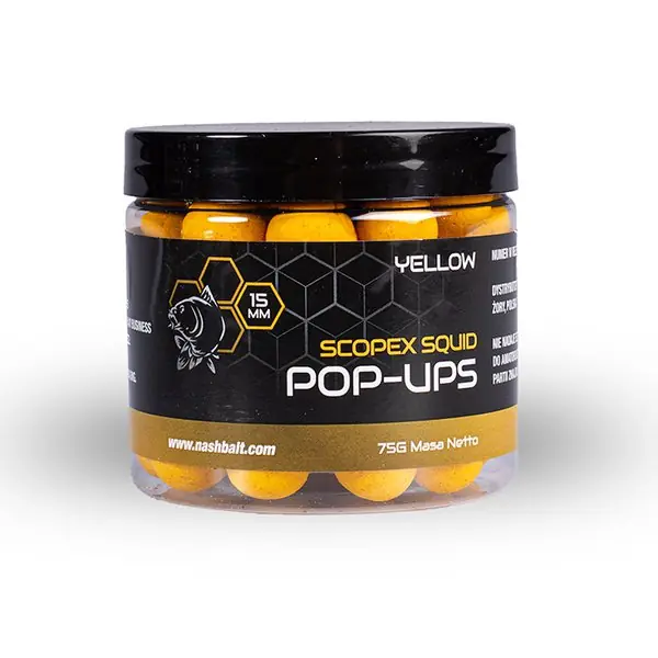 Nash Scopex Squid Pop Ups Yellow (75g) 12mm Aanbieding