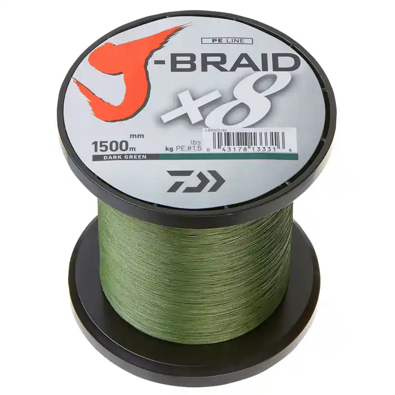 Gereduceerde Prijs Daiwa J-Braid X8 Gevlochten Lijn Dark Green 1500m 0.06mm (4kg)
