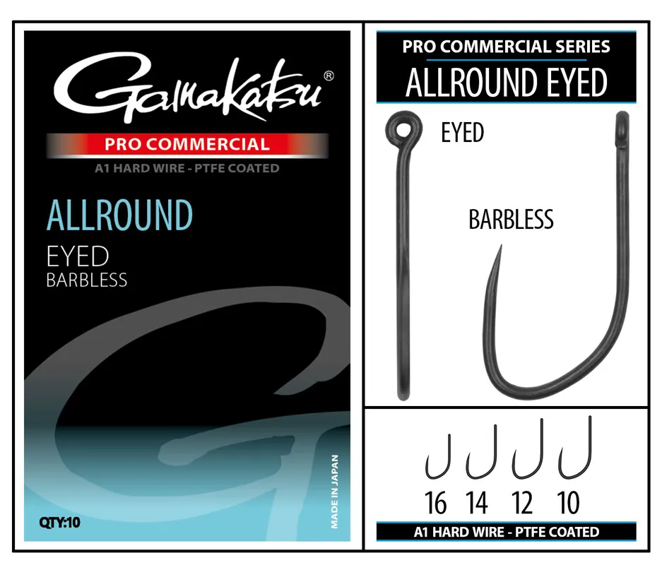 Rechtstreeks Van De Fabrikant Gamakatsu Pro-C Allround Eyed A1 PTFE BL Witvis Haak (10 stuks) 10