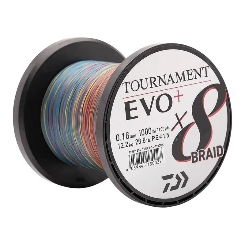 Hoge Kwaliteit Daiwa Tournament x8 EVO+ Gevlochten Lijn Multi Colour 1000m 0.16mm (12.2kg)