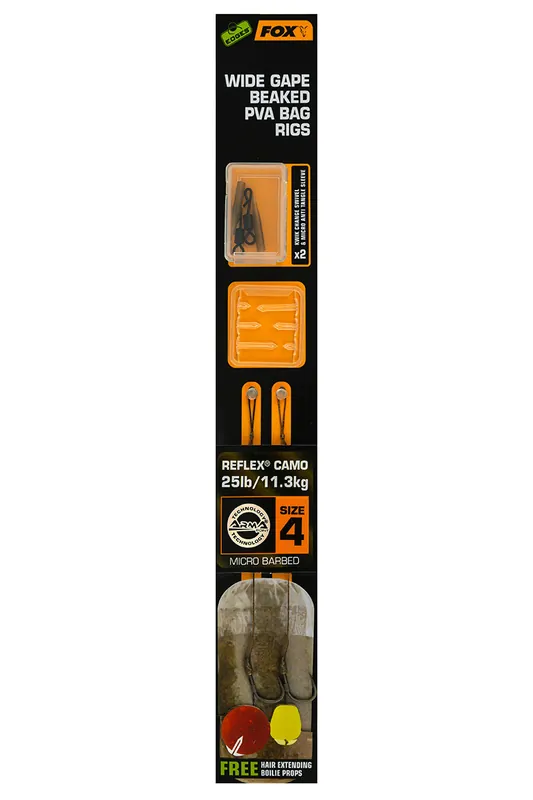 Fox Edges Wide Gape Beaked PVA Bag Rigs Size 4 (25lb) (2 stuks) Alleen Vandaag