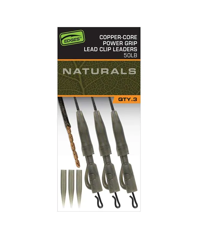 Fox Edges Naturals Copper-Core Power Grip Lead Clip Leaders (3pcs) Express Levering