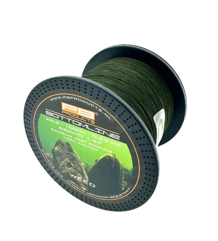 Op = Op PB Products Bottom Line Weed Gevlochten Lijn 0.23mm 25lb (1000m)