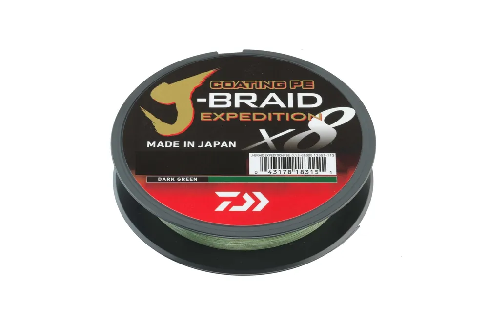 Daiwa J-Braid Expedidtion X8 Gevlochten Lijn Dark Green (3000m) 0.10mm (6.90kg) Must-Have