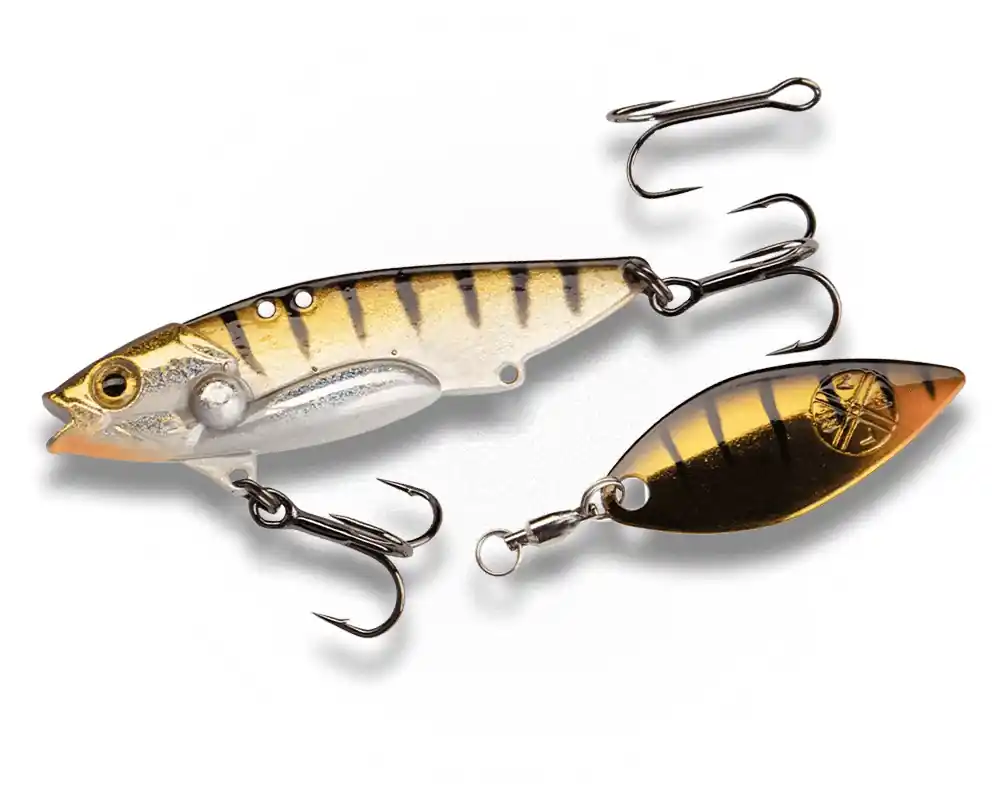 Express Levering LMAB Köfi Techno Vibe Spinnerblade Bladpilker 15g White Tiger