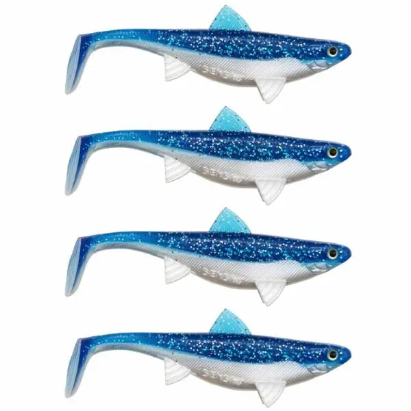 Snelle Levering Senshu Real Fin Shad 8 | Flaky Blue | 8cm | 4g | 4 Stuks