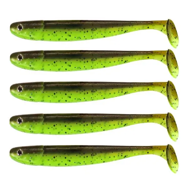 Goedkoop Eurocatch Fishing Jig n Swim Shad | UV Chartreuse Bandit | 12cm | 5 Stuks