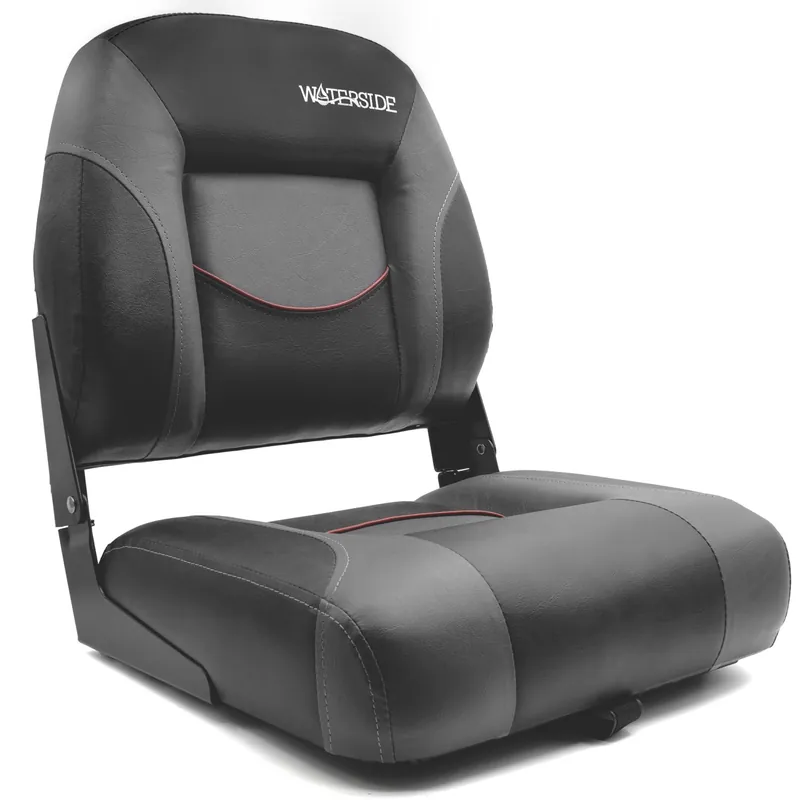 Waterside Luxus Low Back Boatseat | Zwart/Grijs | Bootstoel Speciale Aanbieding