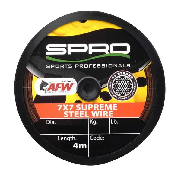 Voordeelprijs Spro 7x7 AFW Supreme Steel Wire| Onderlijnmateriaal | 0.46mm | 18kg | 4.00m