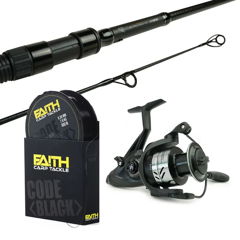 Faith Hengelset X-Stalk Hybrid 9Ft 2,75lbs - Faith Nobilis LL 3500 Freerunner - 500m Nylon Lijn oneshot Direct Verzonden