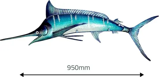Nu Kopen Eurocatch Marlijn Wanddecoratie - 95cm - 3-D Metaal en Glas - kunst -Cadeau Tip