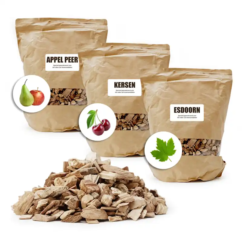 Fabrieksprijs Eurocatch Rookhout Assortiment - 3x 4 L - Appel - Kers - Esdoorn - Rooksnippers
