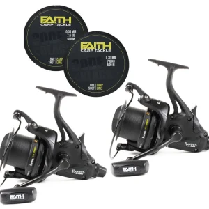 Faith LS 10000 Big-Pit Vrijloopmolen set van 2 Stuks met Vislijn - Vismolen - Karpermolen Shop Nu
